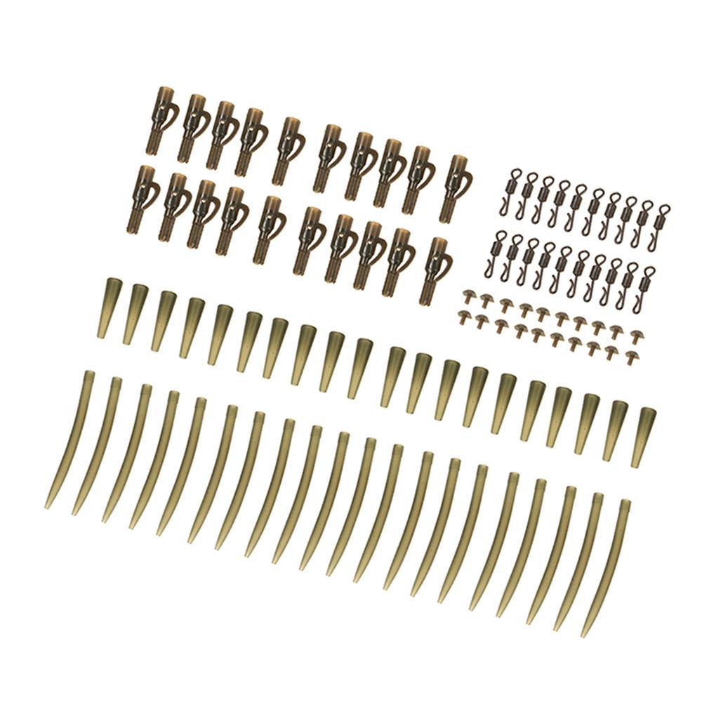 100pcs Terminal Carp Fishing Tackle Safety Clips with Pins Tail Rubber Tubes Anti Tangle Sleeves Quick Change