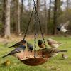 Hanging Bird Bath Wooden Bird Feeder with Chain Outdoor Bird Water Bowl Feeding Tray for Garden Outside Hummingbirds Drinking Bathing
