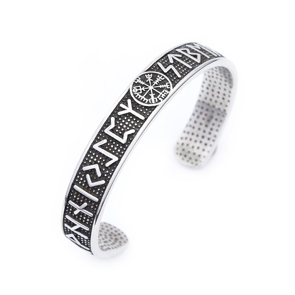 

Vintage Nordic Viking Compass Bracelet Punk 316L Stainless Steel Vikings Rune Men Bangles Biker Amulet Jewelry Gift Dropshipping