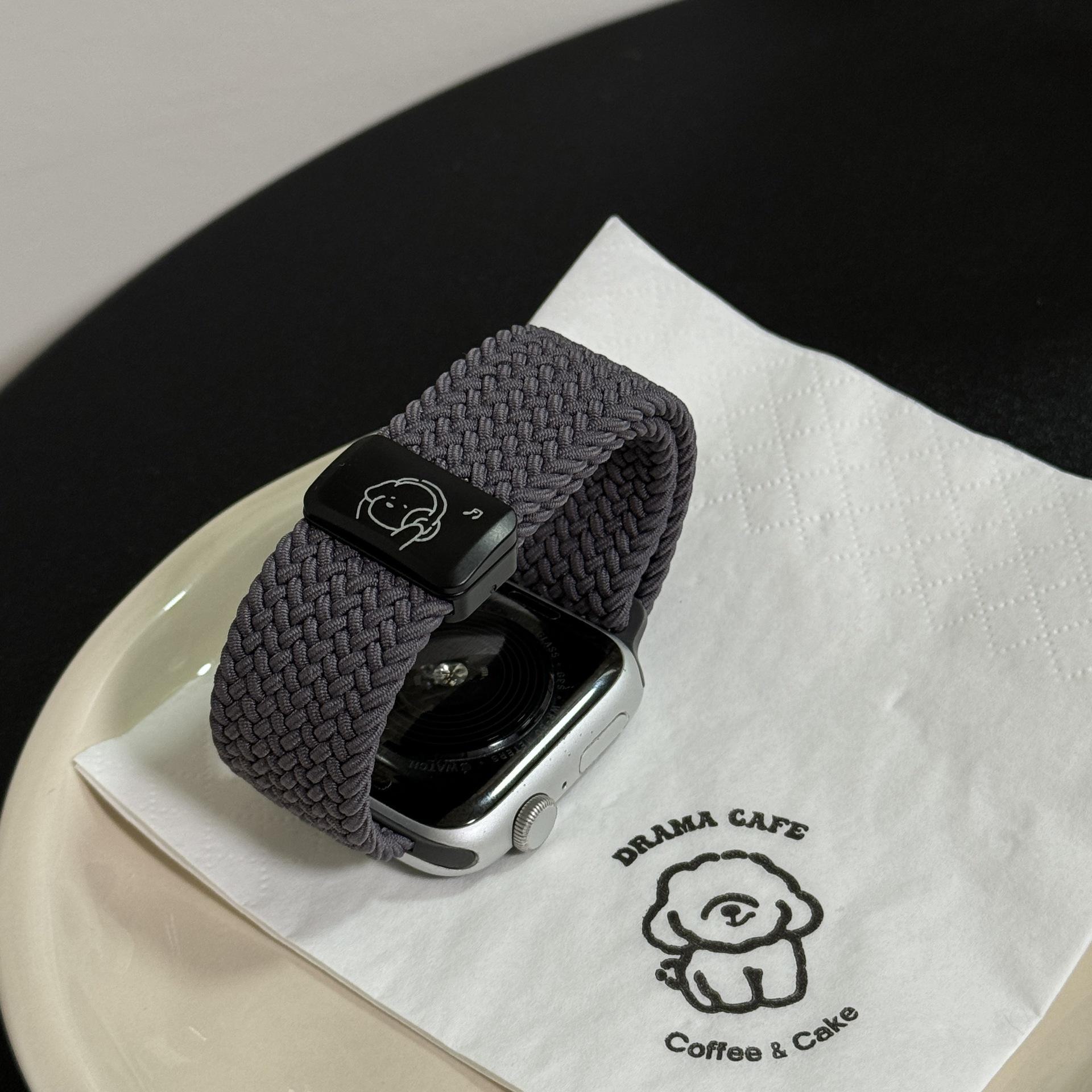 

Плетеный ремешок для часов Music Puppy для Apple Watch Series 5-9 и SE 42/44/45/46(S10)/49mm серый