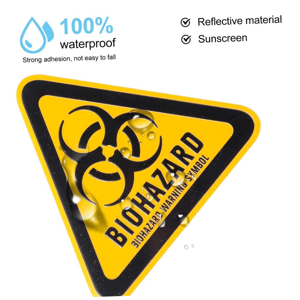BUGUUYO 1ks Biochemická nálepka s logem Symbol nebezpečných biologických rizik Výstražná nálepka biologického rizika Kovová nálepka Malá