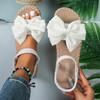 Women Sandals 2025 New Summer Lightweight Sandals Beach Casual Slippers Outdoor Bow Tie Flat Shoes Home Slides Women