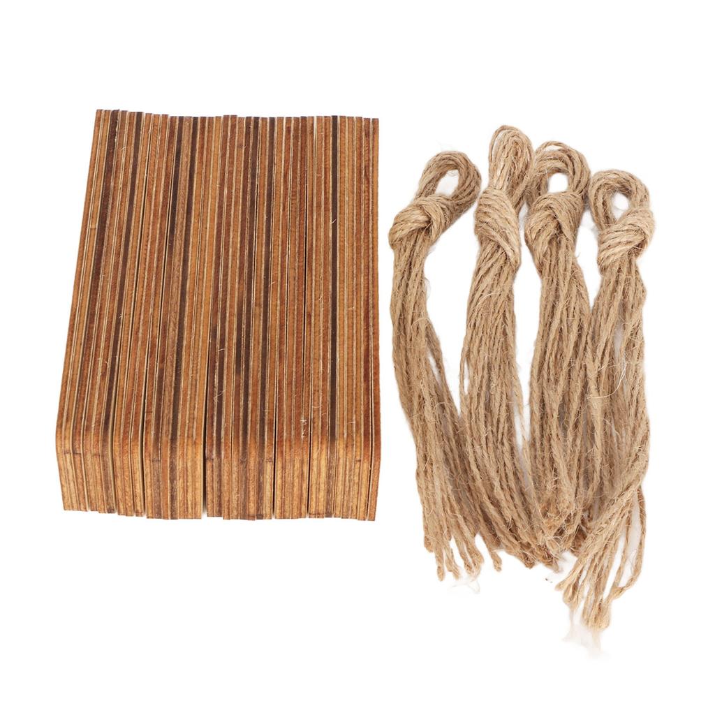 72pcs Wood Blank Bookmarks Unfinished Wood Hanging Tags with Holes and Ropes for Christmas DIY