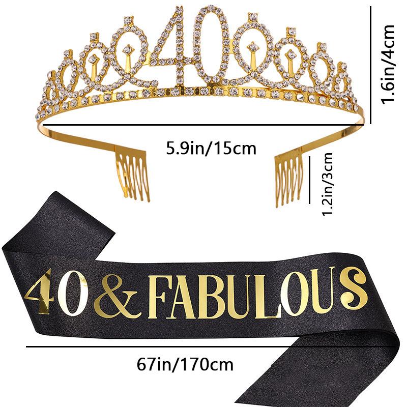 2pcs/Set Birthday Party Crown Sash Bling Rhinestone Crystal Crown Women Birthday Princess Party Supplies Decorations PDZS002