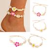 Distinctive Woven Beach Anklet with Floral Charm Stylish Adjustable Cotton Rope Foot Chain Jewelry for Women Girls