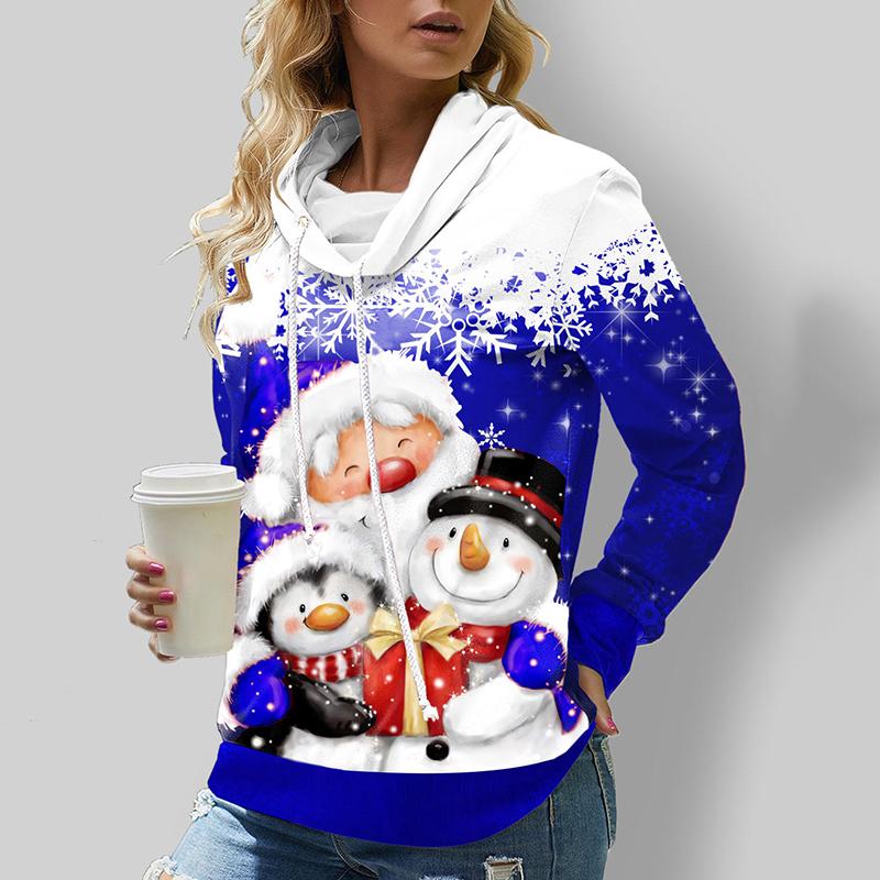 Women's Sweatshirt 3D Prints Christmas Theme Kawaii Graphics Long Sleeve T Shirt Casual Loose Fit O Neck Tee Long Sleeve Tops