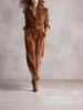Women's High-end Suede Velvet Long Sleeve Solid Color Jumpsuit