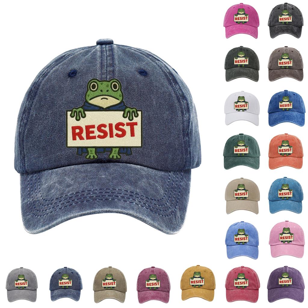 Men's Washed Cotton Baseball Cap With Printed Distressed Soft Top Denim Hat, Vintage Hat