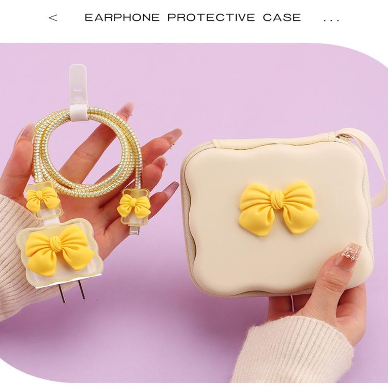 Charger Lid Storage Bag Fashion 3D Heart Design Drop-resistant Protective Case Lightweight Organizer for Office School Travel