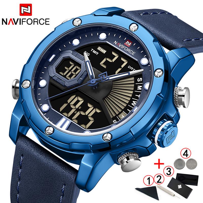 

Naviforce Армия Военные Мужчины часы Роскошный бренд Led Digital Wrist Часы Мужчины Кожаный ремешок Мужские наручные часы