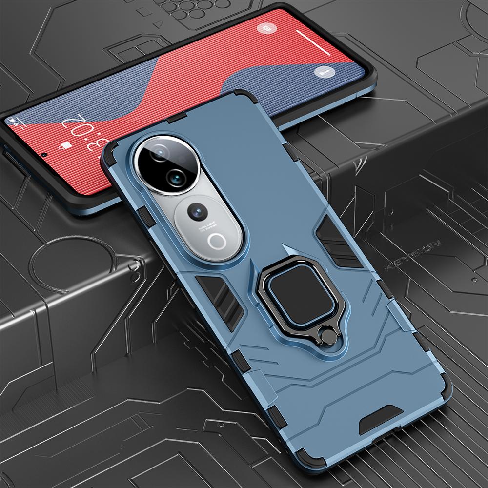 KEYSION VIVO V40 5G V40 Pro için Darbeye Dayanıklı Zırh Kılıfı Yumuşak Silikon + PC Halka Standı Tutucu Telefon Arka Kapağı VIVO V40 Pro 5G için