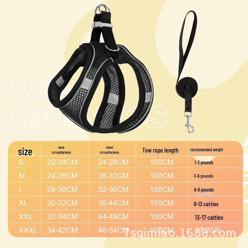 

Светоотражающая шлейка для питомцев жилетного типа с поводком - Дышащая для кошек и собак L [Recommended 8-9 kg]