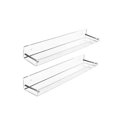 2 Pack Acrylic Floating Shelves, 15 L X3.25inch W, Clear Bathroom Wall Shelf, Bookshelves, Display for
