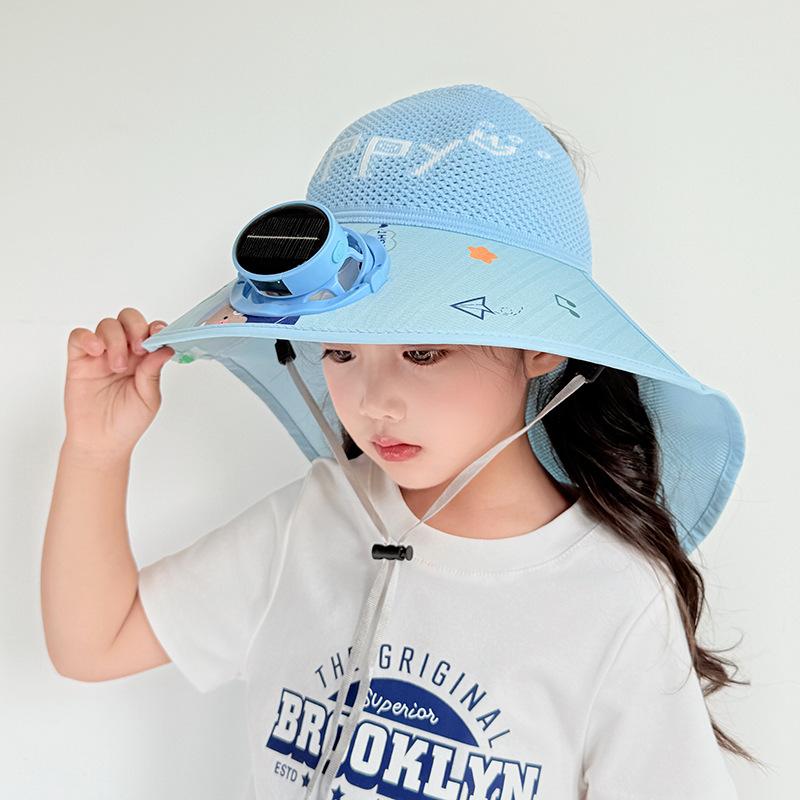 Children's Fan Hat Solar Charging Summer Sun Protection Sun Hat Girl Girl Shawl Hat Outdoor Sun Hat