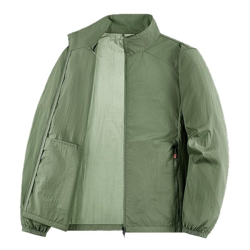 Men's Summer Thin Simple Color Outdoor Loose Large Size Hooded Sunscreen Jacket Jacket