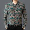 Spring Autumn New Men Clothing Thin Vintage Shirts Lapel Printing Pocket Single Breasted Fashion Business Loose Long Sleeve Tops