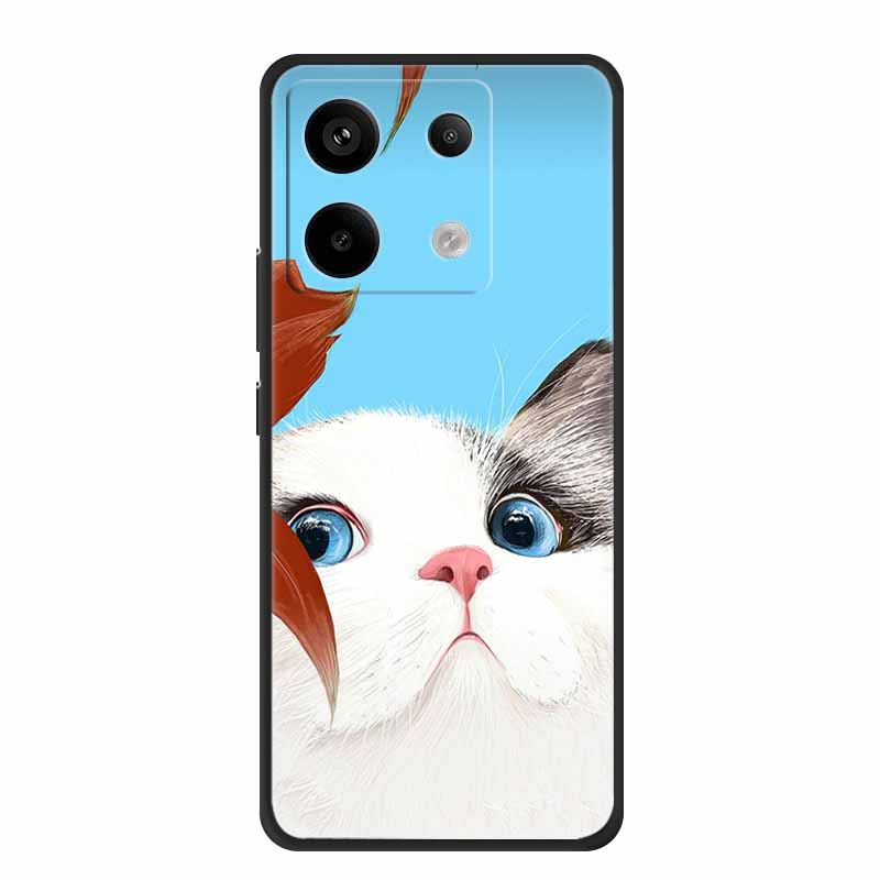 For Redmi Note 13 pro Case Pink Phone Case Fashion Silicone TPU Soft Back Cover Redmi Note 13 Pro Flower Capa 6.67" Cats Coque