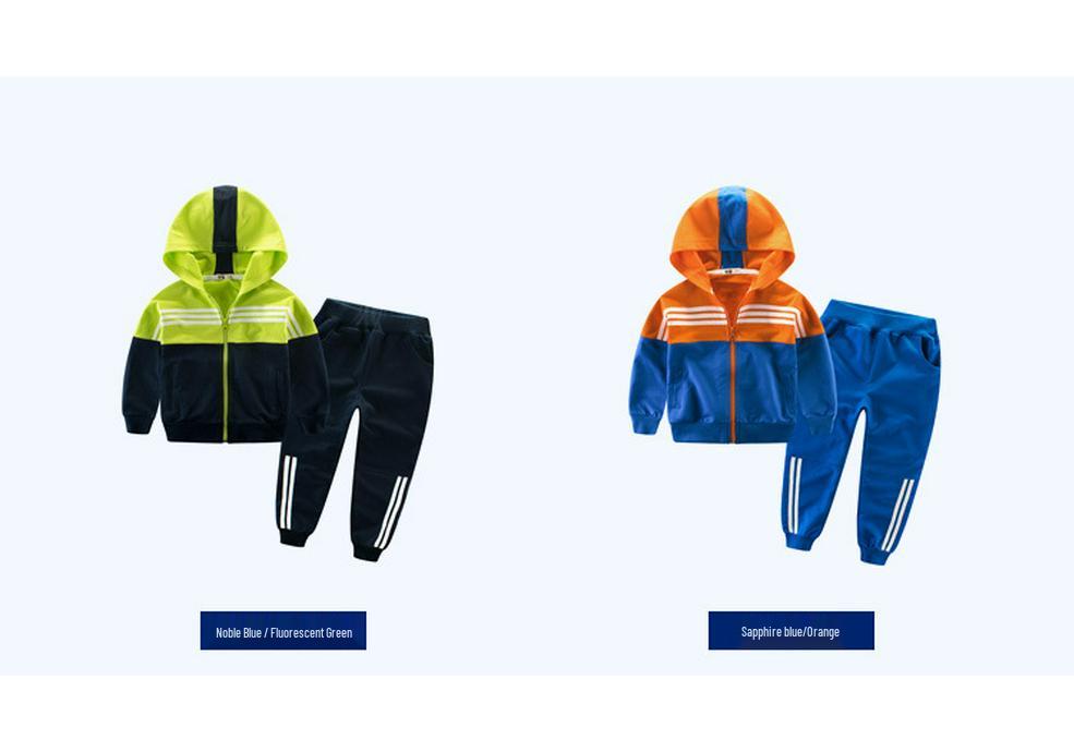 2024 Spring/Autumn Korean-Style Color Block Tracksuit for Boys - Medium/Large Two-Piece Jacket Set