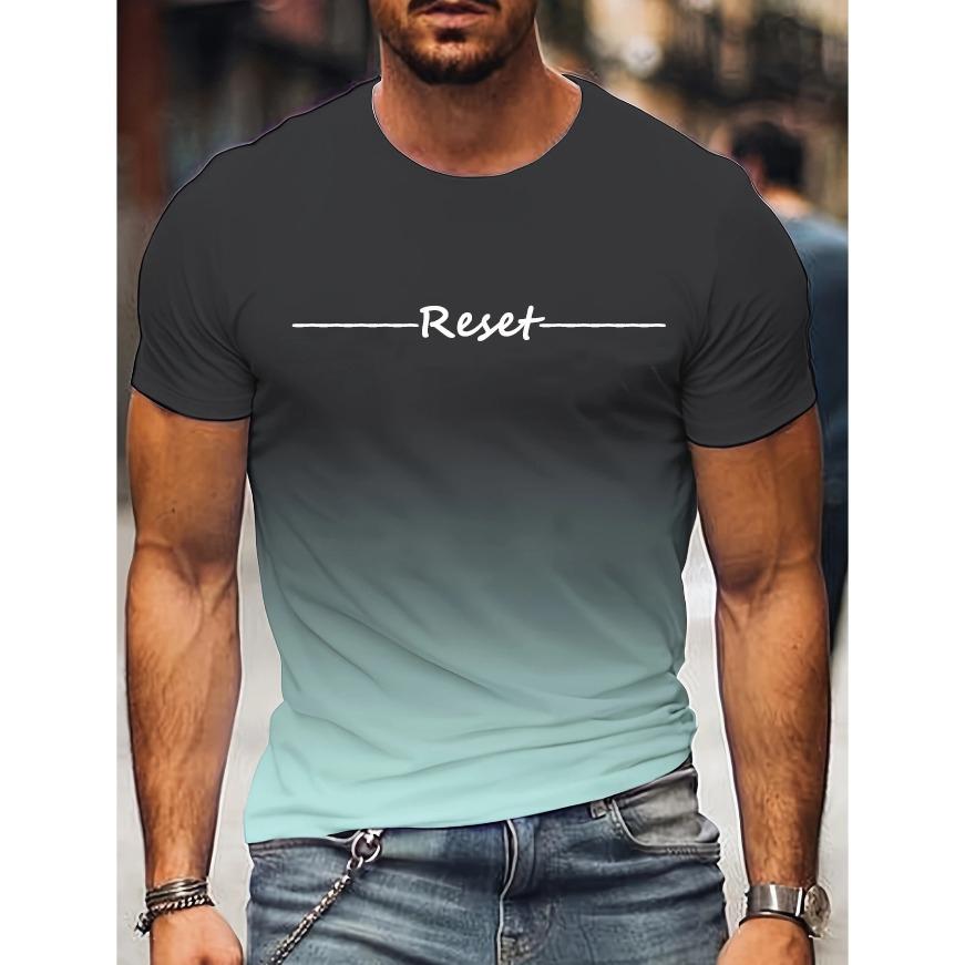 Tricou cu Mânecă Scurtă cu Imprimeu Alfabet Îmbrăcăminte Casual de Weekend pentru Gât Rotund Gradient Bărbați și Adolescenți Stațiuni de Vacanță Primăvară/Vară/Toamnă
