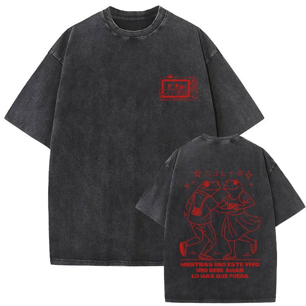 

Rapper Bad Bunny Vintage Washed T Shirts Debi Tirar Mas Fotos DTMF Tshirts Mens Clothing Hip Hop Fashion High Quality Tshirt S