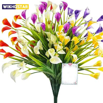 Künstlicher Calla-Lilien-Strauß 33cm Kunstblumen für Indoor Heim Zimmerdeko Garten Hochzeit Deko Outdoor Vase Blumenarrangement
