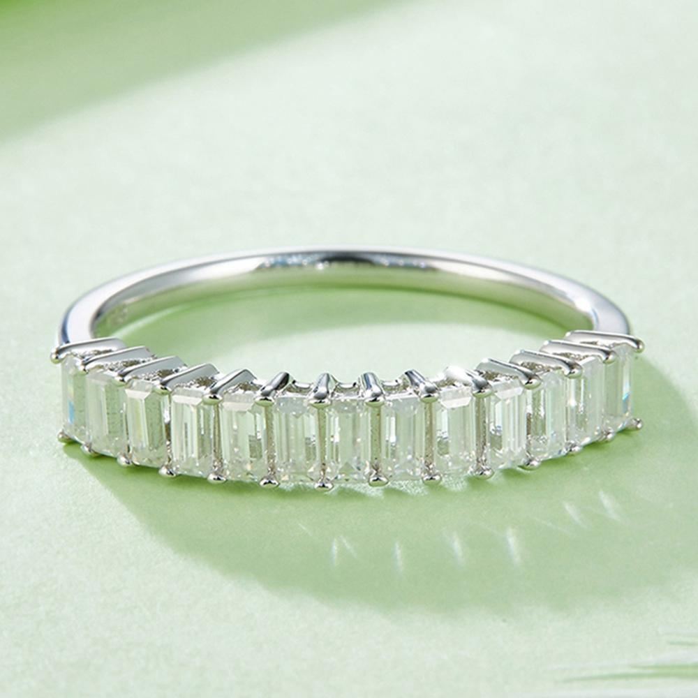 Módní klasický obdélníkový výbrus moissanitový diamant 18k prsten z bílého zlata svatební výročí šperky ze stříbra 925