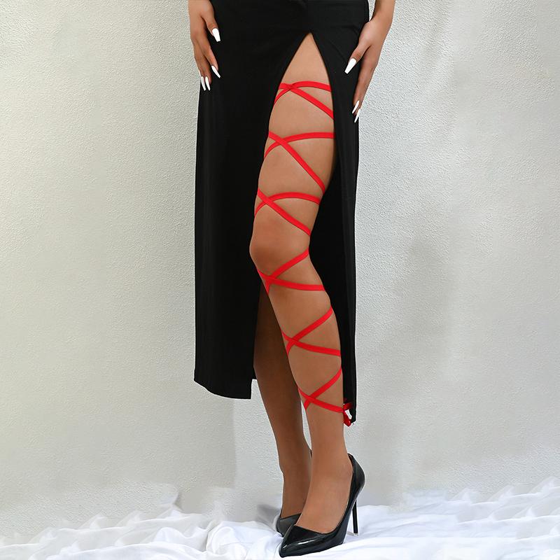 Punk Arm Wrap Elastic Crossed Straps Sexy-Leg Wraps Festival Garter Belt For Dancing Body Harness