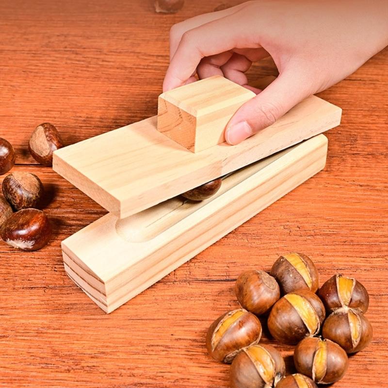 Classical Wooden Nut Cracker Tool Manual Chestnut Peeler Opener with Ergonomic Handle For Quick Chestnut Shell Removal