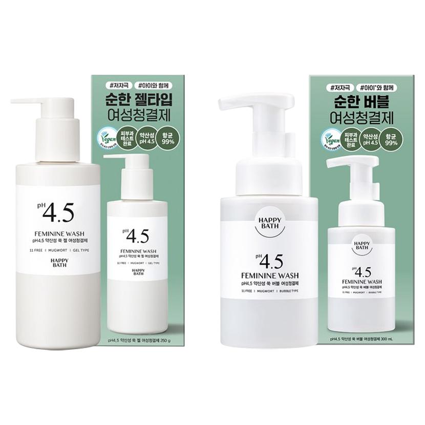 HAPPY BATH PH4.5 Mildes Beifuß Intimwaschgel 250g – Sanftes Gel & Weicher Schaum für die Tägliche Intimhygiene, Koreanisch