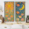 Piece Set High Definition Digital Printed Curtaincolorful Floral Sun Moon Abstract Style Cross Border Commerce Curtainhom Curtains Made Of Polyester