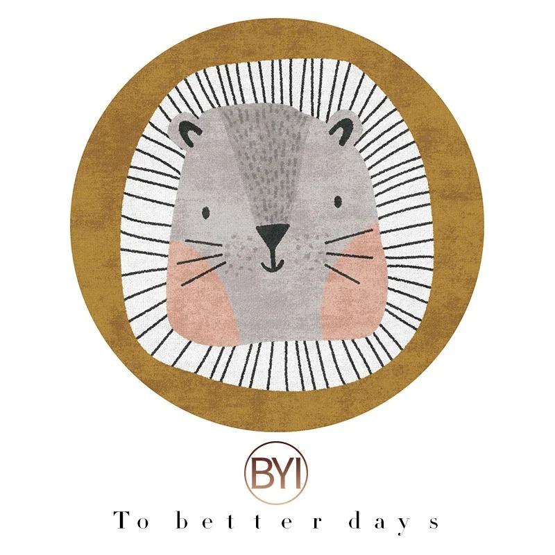 Cute Round Rug Kids Rooms Carpets Bedroom Cartoon Decoration Bedside Rugs Living Room Carpet Study Non-slip Chair Floor Mat