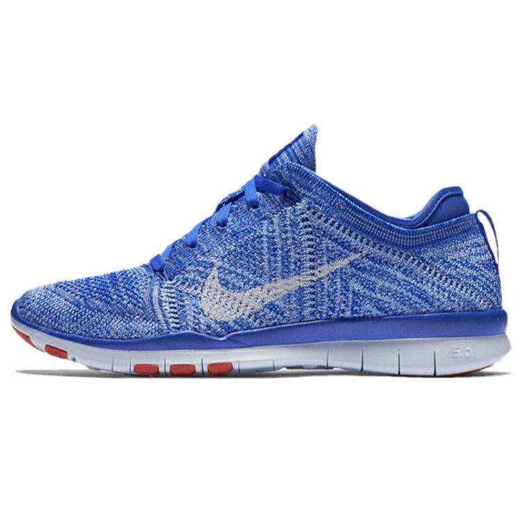 Nike Free Tr Flyknit Round Toe Lace-Up Low-Top Training Shoes Women Sneaker Blue 718785-403