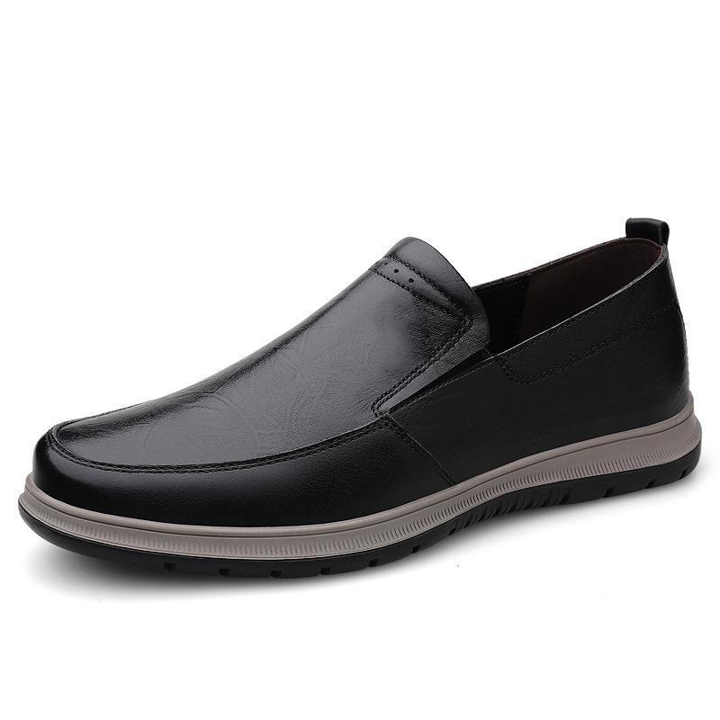 

Мужские туфли из коровьей кожи первого слоя, весенне-осенние мужские кожаные туфли, кожаные туфли для отца, мягкая подошва, деловая повседневная дышащая одинарная обувь 45 чёрный