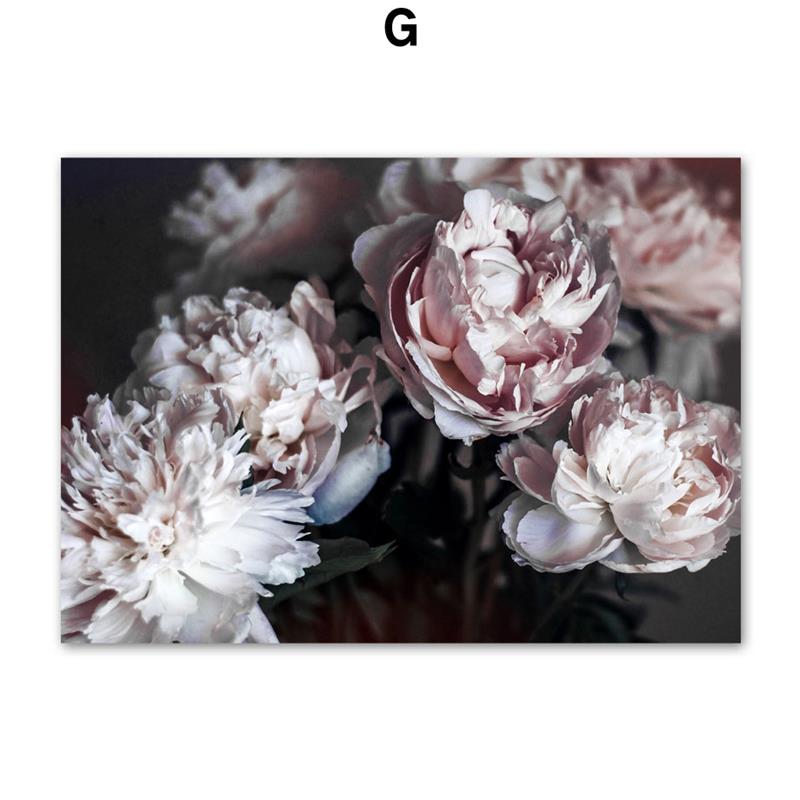 Nordic Wall Art Canvas Painting Posters Pink Flowers Rose Peony Minimalism Quotes Print Wall Pictures For Living Room Home Decor