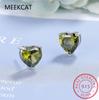 Heart Cut Genuine Peridot 925 Sterling Silver Stud Earrings for Women Fashion Green Gemstone Statement Jewelry