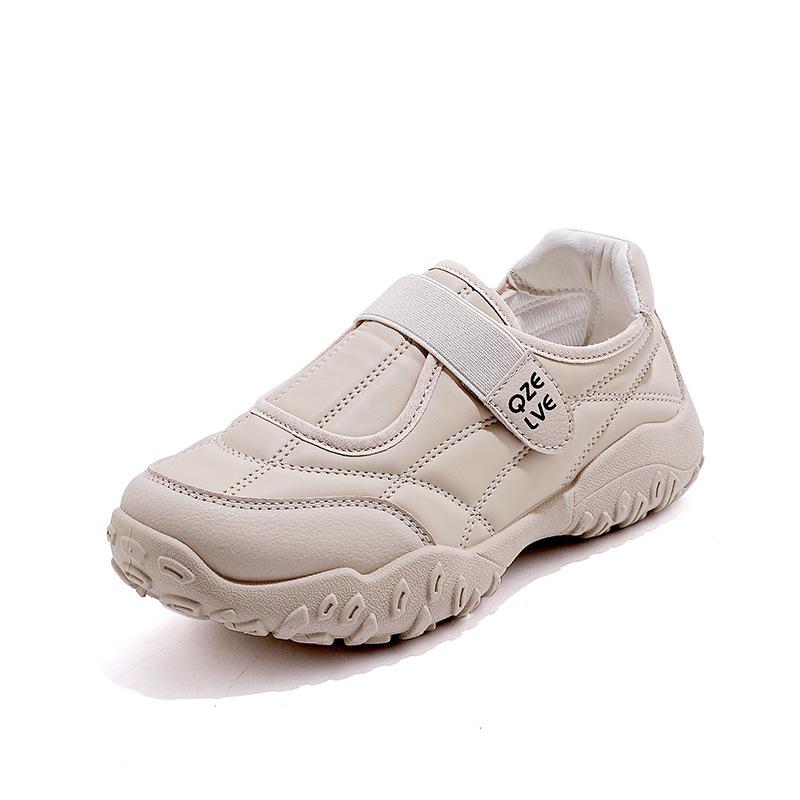 Spring And Autumn Round Head Little White Board Shoes Women'S Velcro Casual Sports Mary Jane Single Shoes K18