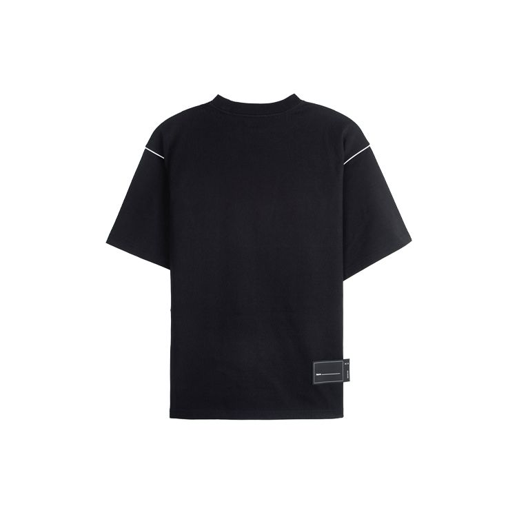 WE11DONE Classic Laser Reflective Letter Logo Unisex Printed Round Neck Short Sleeve T-Shirt Unisex T-Shirt Black WD-TP5-19-940-BK
