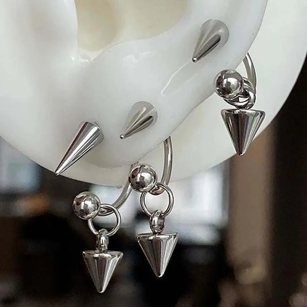 Punk Heart Gothic Cross Earrings for Women Jewelry Gifts Accessories Star Thorn Heart Colored Crystal Pendant Ear Hooks