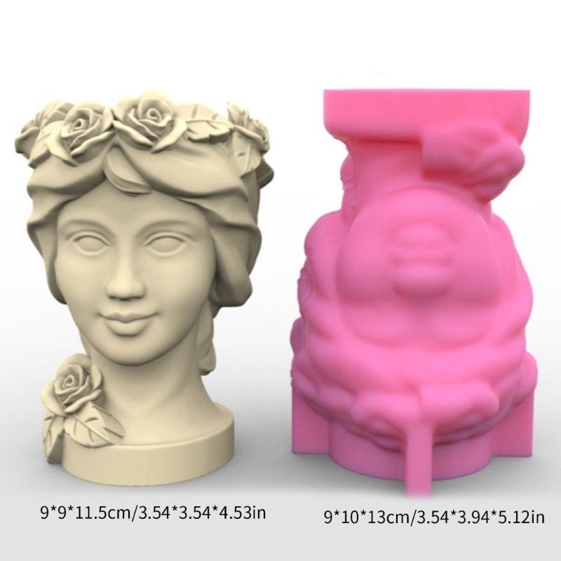 Easy To Use Silicone Mold Artistic Face Flower Vase Epoxy Molds Succulent Planter Pots Casting Mould Home Decorations