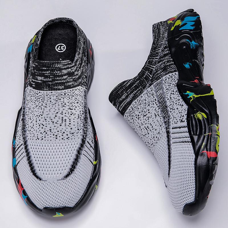 Trendy Yellow Orange Women's Summer Shoes Plus Size Comfortable Socks Loafers Women Platform Half Shoes Women Zapatos De Muje