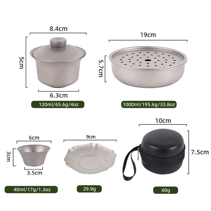 ZHOUYUEHENGSHENG Pure Titanium Camping Tea Set