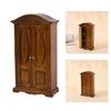Miniature Antique Wooden Wardrobe For 1/12 Scale Dollhouses Accessories Double Door Cabinet Bedroom Scene Display Props