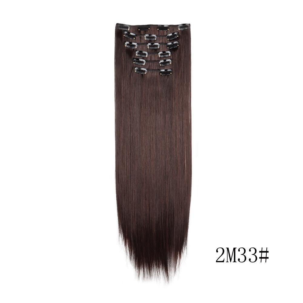 6PC Clip in Hair Extensions 24" Straight Long Extensions for Women Synthetic Hairpiece Highlight