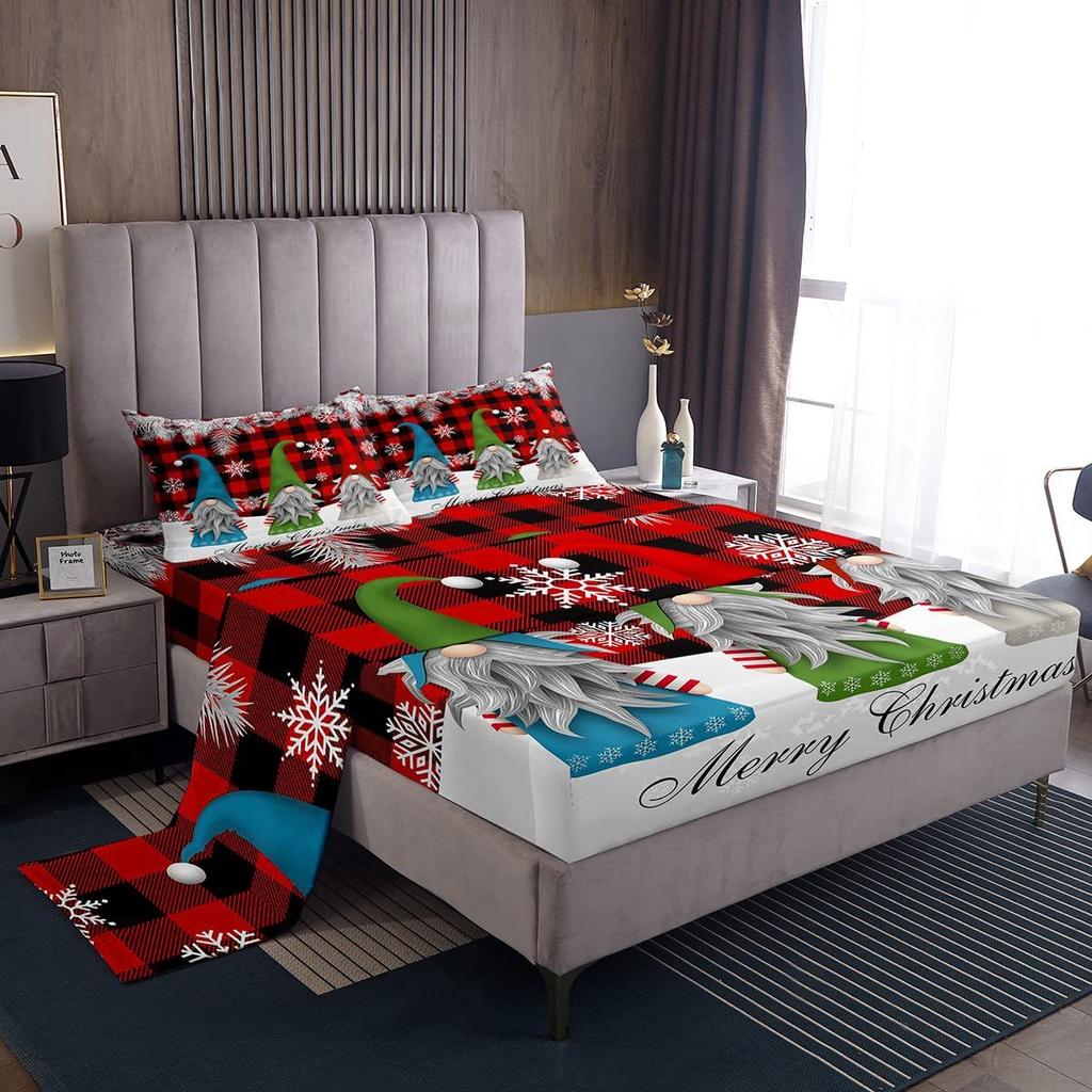 Christmas Theme Pattern Mattress Four-Piece Bedding Set Bedroom Dormitory Bedding Decoration