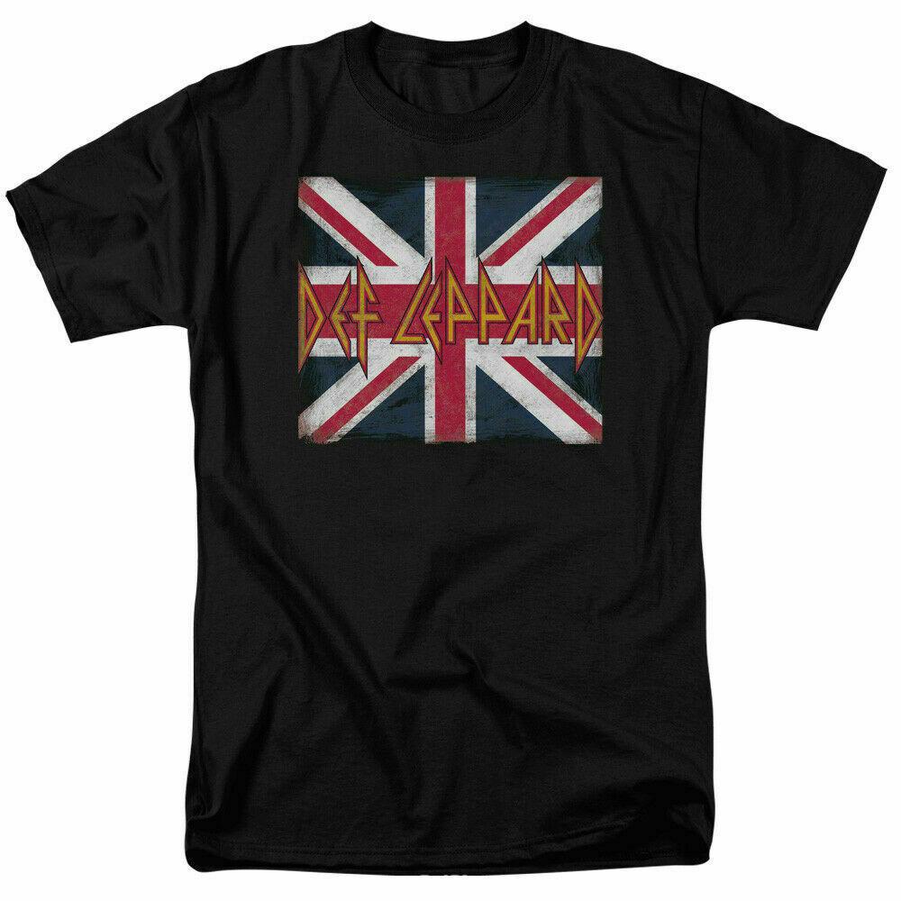 

26 Def Leppard Union Jack T Shirt Licensed Rock N Roll Music Band Concert Tee Black Unisex T-Shirt XXL