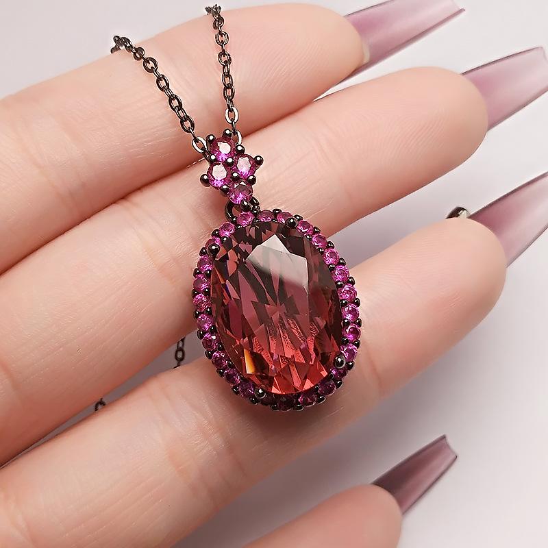 Кулон Имитация Изумруда Темный Ветер Роскошный Красный Камень Конг Черный Пномпень Сладкий Прохладный Ветер Танзанитовый Синий Ожерелье