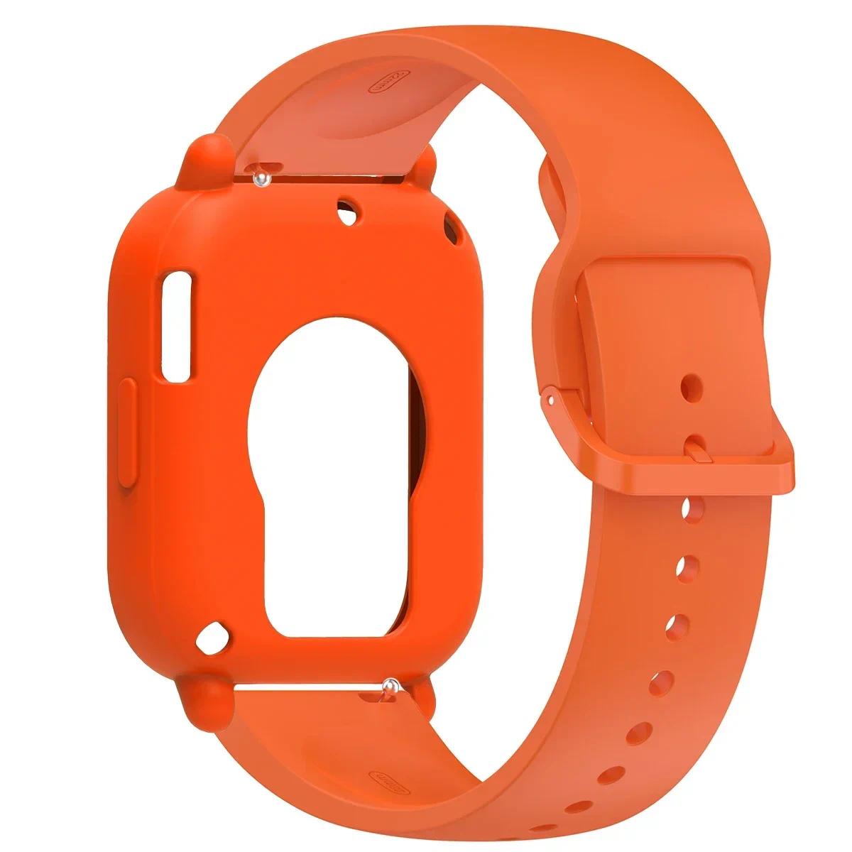 

Силиконовый чехол+Ремешок для Redmi Watch 5 Lite / 5 Active мягкий Бампер Запасной Браслет Ремень Ремешок для часов Защитный Чехол Redmi watch 5 Lite оранжевый