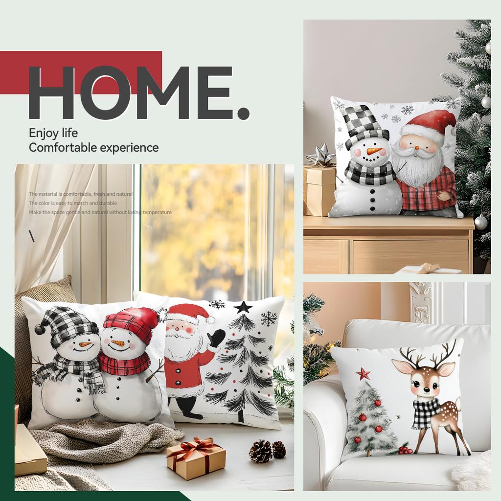 45X45Cm Simple Christmas Theme Pillowcase Bedroom Sofa Cushion Cover 100% Polyester Living Room Cushion Pillowcase Home Decor