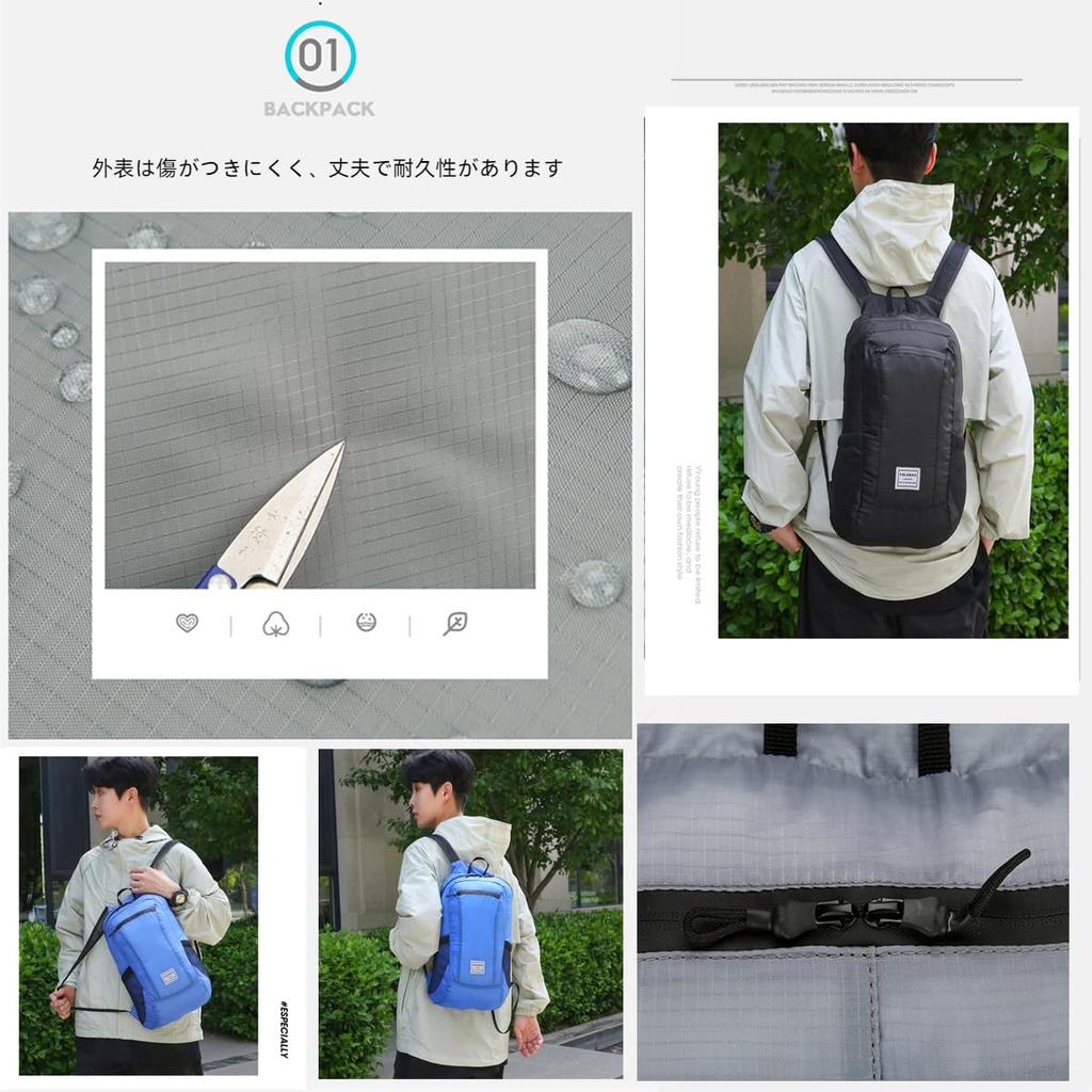 [Yurika] Outdoor Backpack, Ultralight Portable Backpack, Foldable Backpack, Hiking Bag, Ultralight Waterproof Backpack, Outdoor Storage Bag, Unisex,