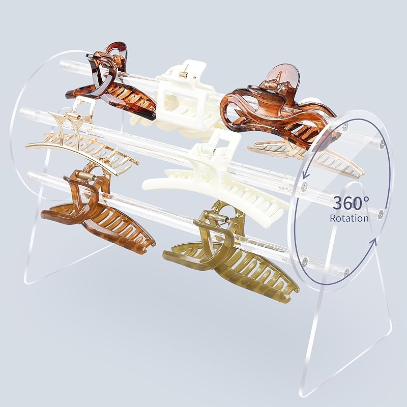 Claw Clip Organizer, Claw Clip Holder and Storage for women Girls, 360 Degree Rotating Hair Clip Organizer for Vanity Table, Dressing Table and monolayer